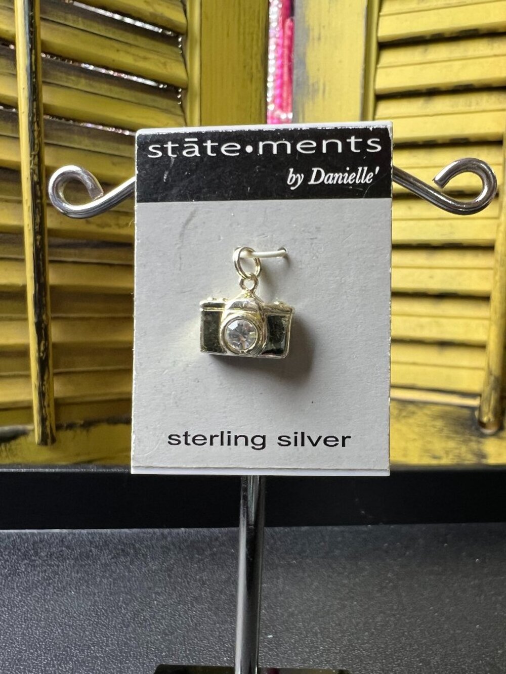 Vintage Statements by Danielle Sterling Silver Camera Charm Rhinestone Lens 2.6g